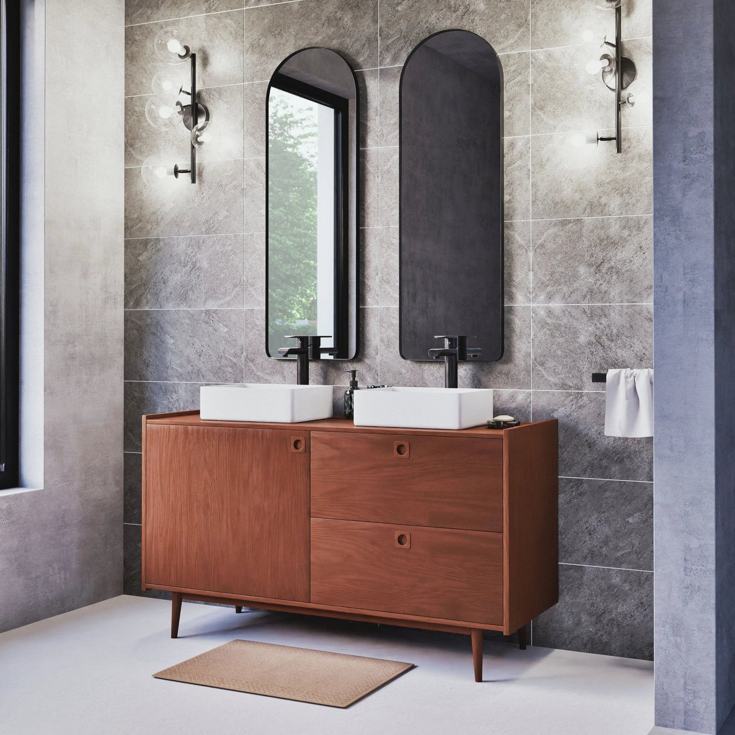 Miroir arche en métal noir 40x120cm - Modernista Maroc