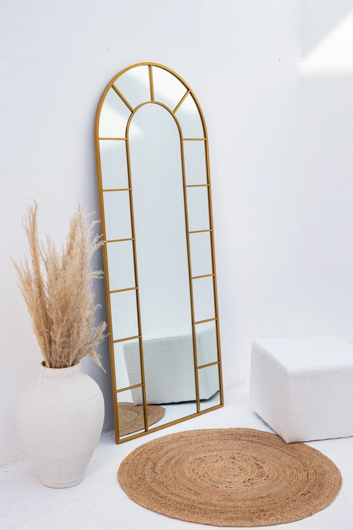 Miroir Arqué doré avec Cadre Divisé ( 4 Dimensions ) - Modernista Maroc