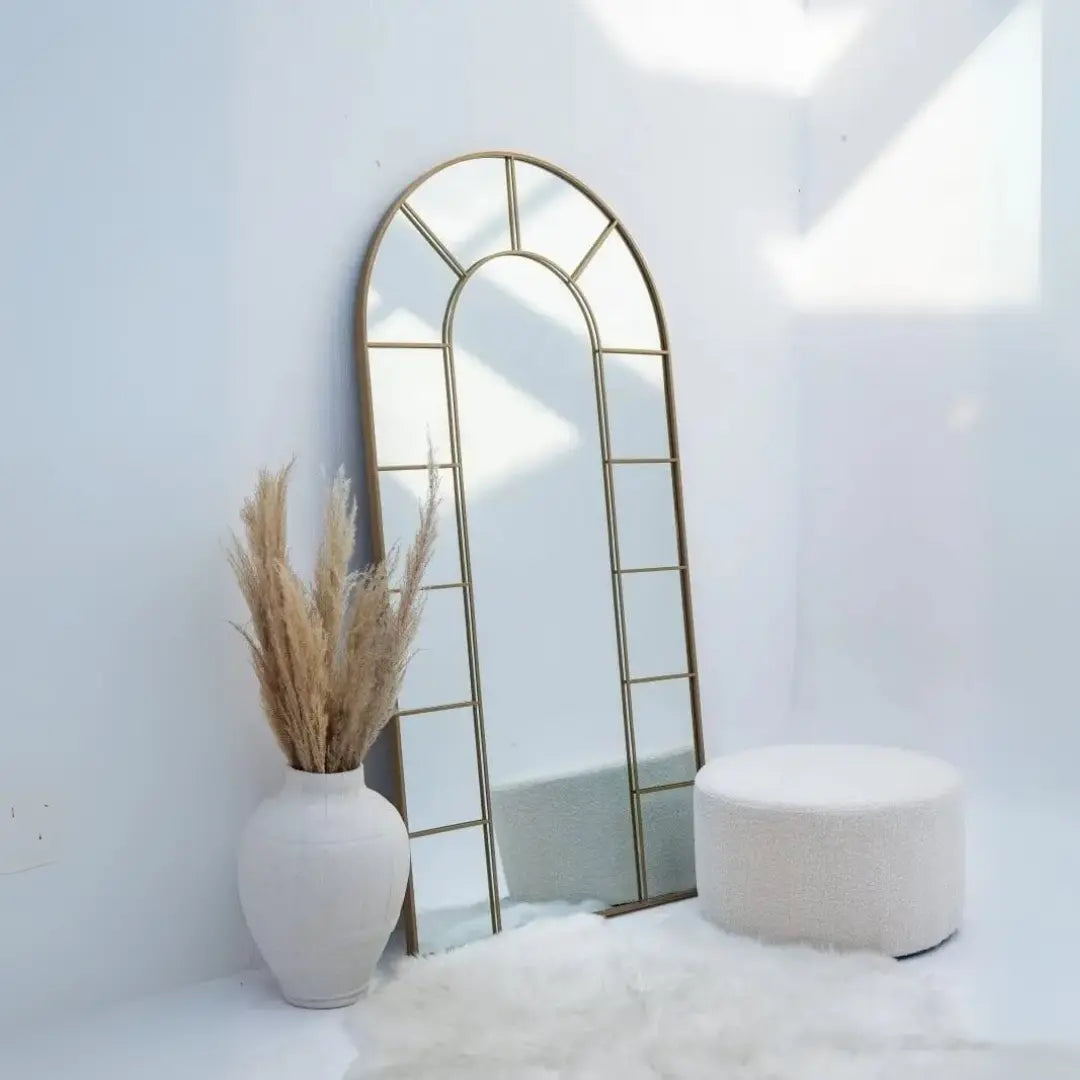 Miroir Arqué doré avec Cadre Divisé ( 4 Dimensions ) - Modernista Maroc