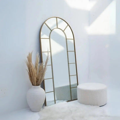 Miroir Arqué doré avec Cadre Divisé ( 4 Dimensions ) - Modernista Maroc