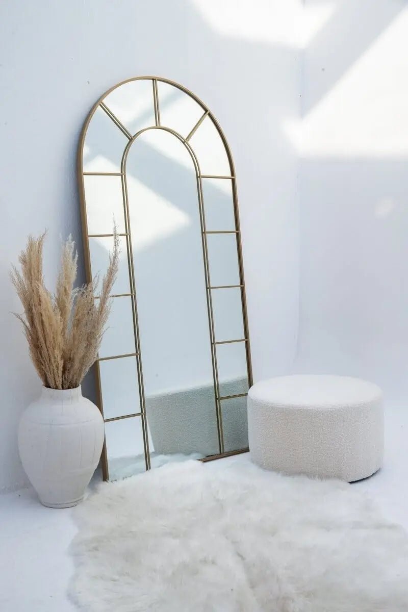 Miroir Arqué doré avec Cadre Divisé ( 4 Dimensions ) - Modernista Maroc