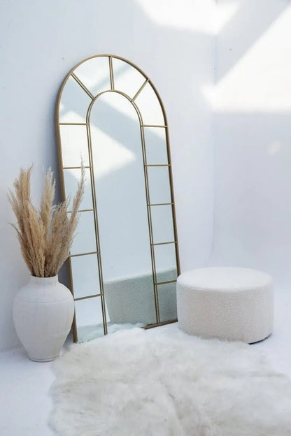 Miroir Arqué doré avec Cadre Divisé ( 4 Dimensions ) - Modernista Maroc
