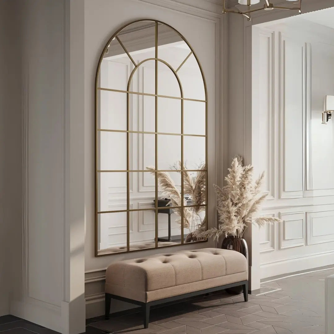 Miroir Arqué Doré XXL (210 × 140 cm) - Modernista Maroc