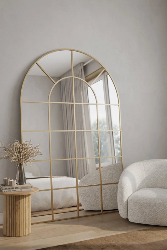 Miroir Arqué Doré XXL (210 × 140 cm) - Modernista Maroc