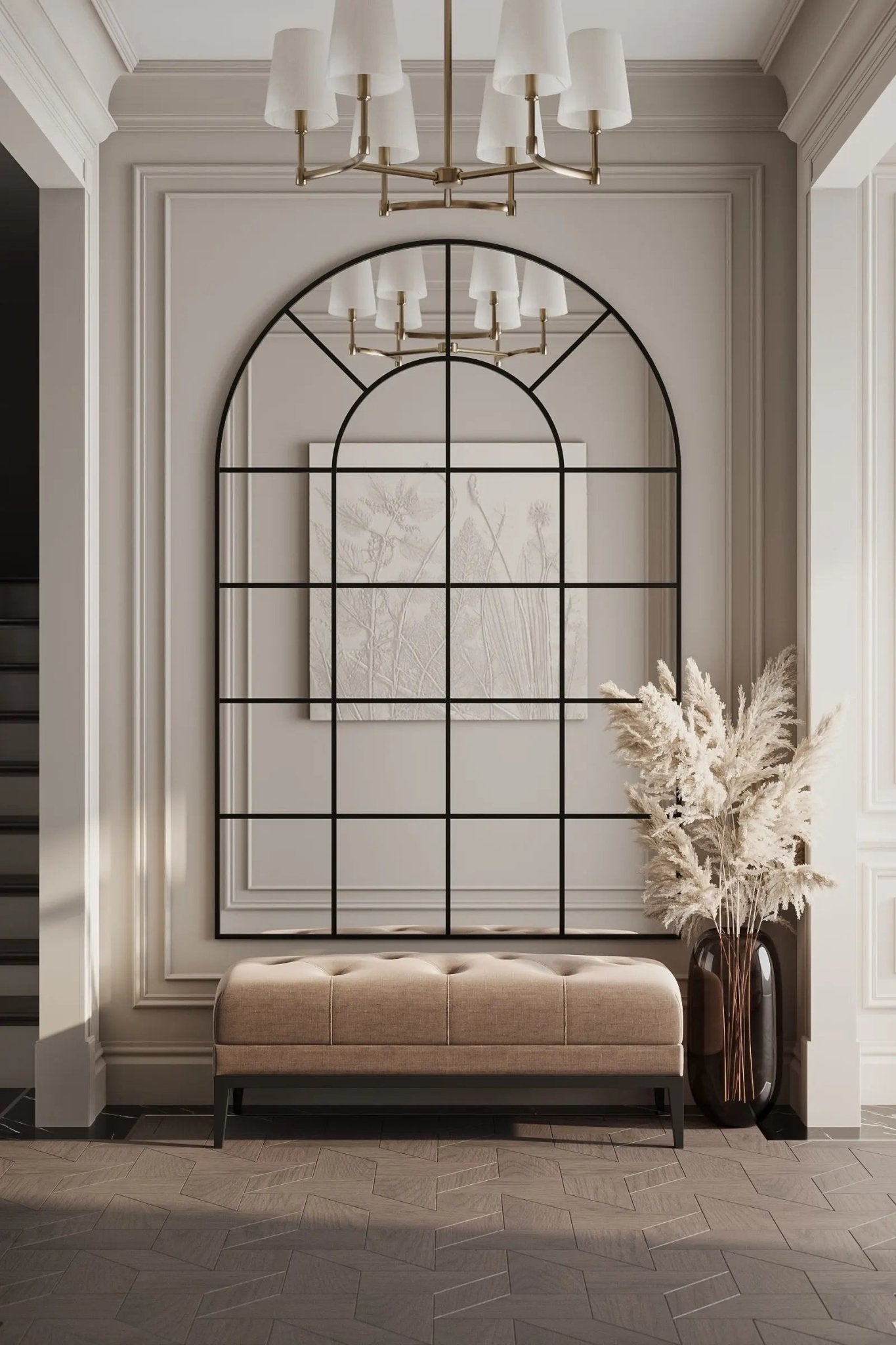 Miroir Arqué Noir XXL (210 × 140 cm) - Modernista Maroc