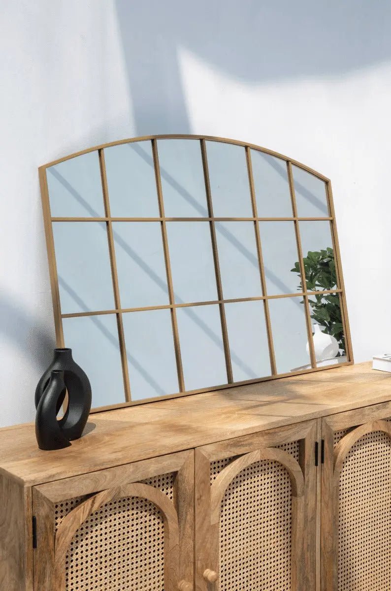 Miroir Doré avec Design en Grilles - Dimensions 120 x 80 cm - Modernista Maroc