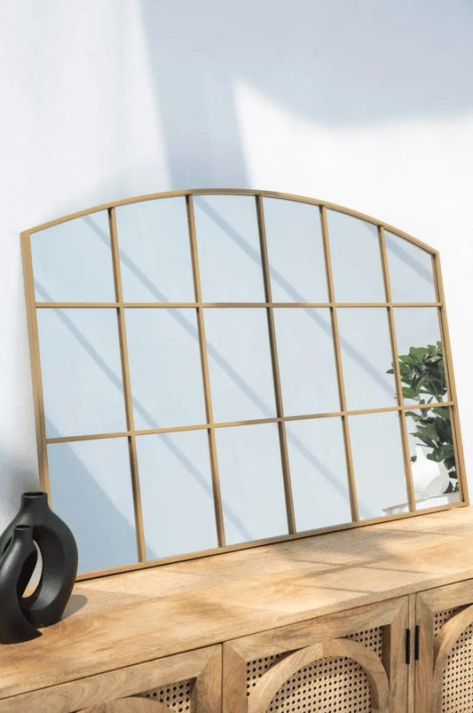 Miroir Doré avec Design en Grilles - Dimensions 120 x 80 cm - Modernista Maroc