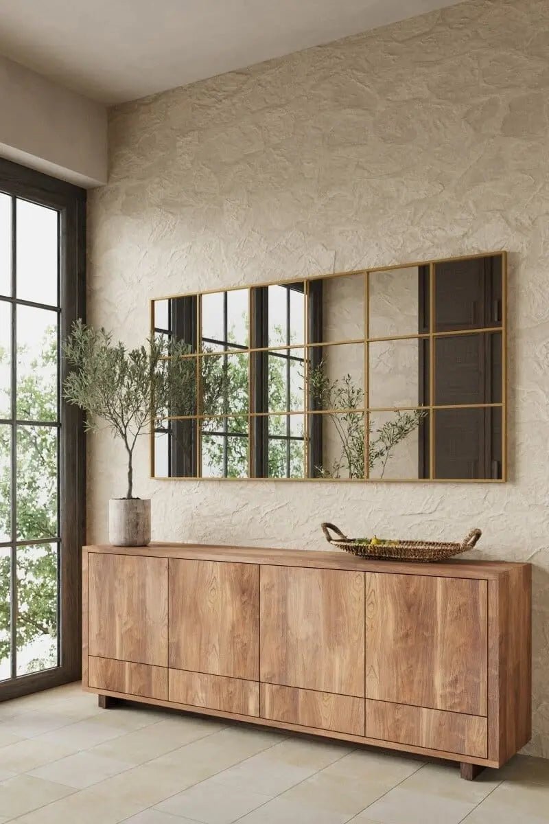 Miroir Fenêtre Rectangulaire Doré - Modernista Maroc