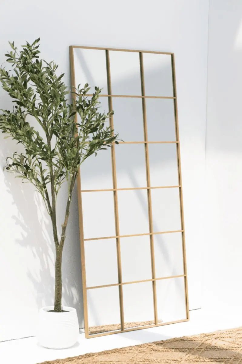 Miroir Fenêtre Rectangulaire Doré - Modernista Maroc