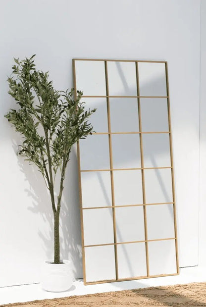 Miroir Fenêtre Rectangulaire Doré - Modernista Maroc