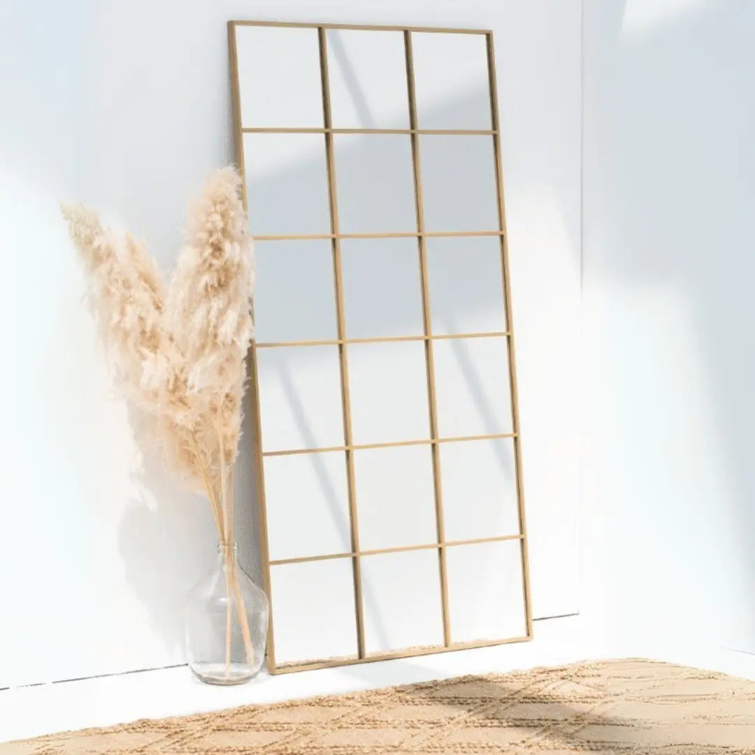 Miroir Fenêtre Rectangulaire Doré - Modernista Maroc