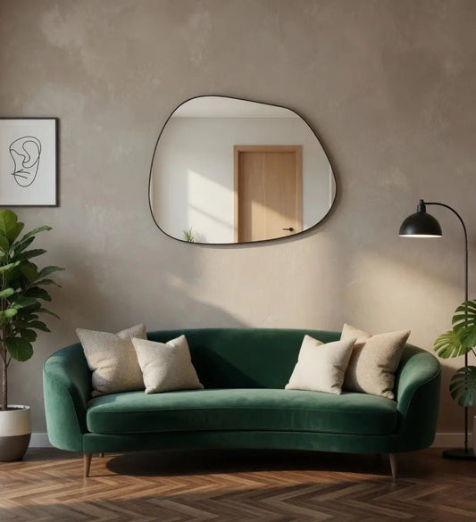 Miroir forme organique irrégulière noir - Modernista Maroc