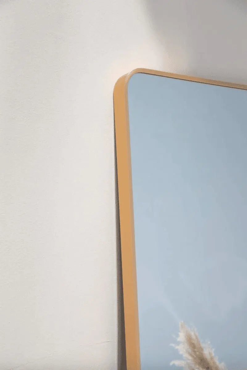 Miroir Rectangulaire Doré avec Coins Arrondis - Modernista Maroc