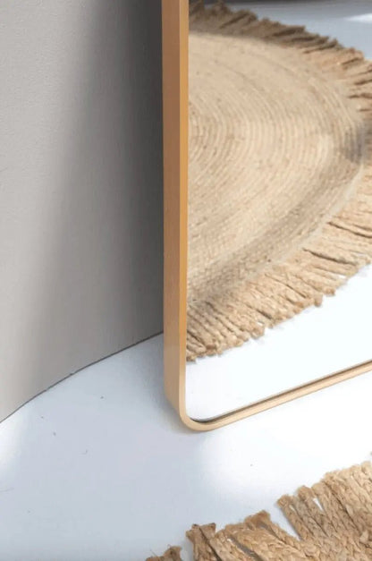 Miroir Rectangulaire Doré avec Coins Arrondis - Modernista Maroc