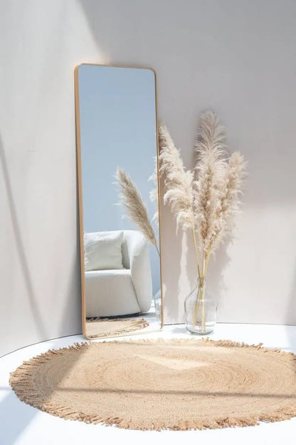 Miroir Rectangulaire Doré avec Coins Arrondis - Modernista Maroc