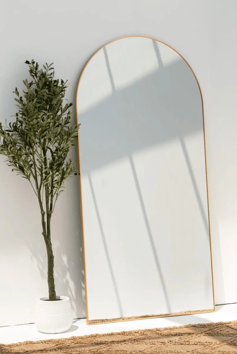 Miroir XXL Arqué Doré - Modernista Maroc