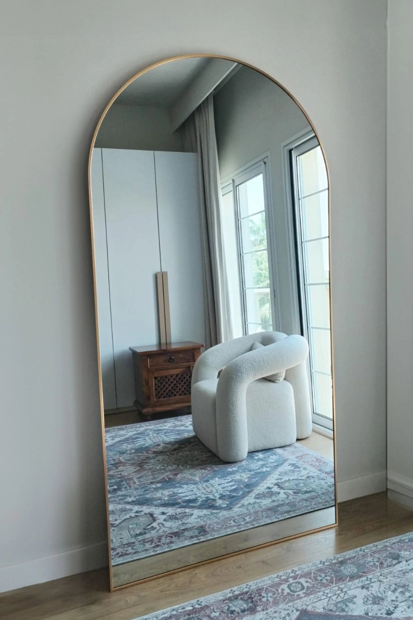 Miroir XXL Arqué Doré - Modernista Maroc