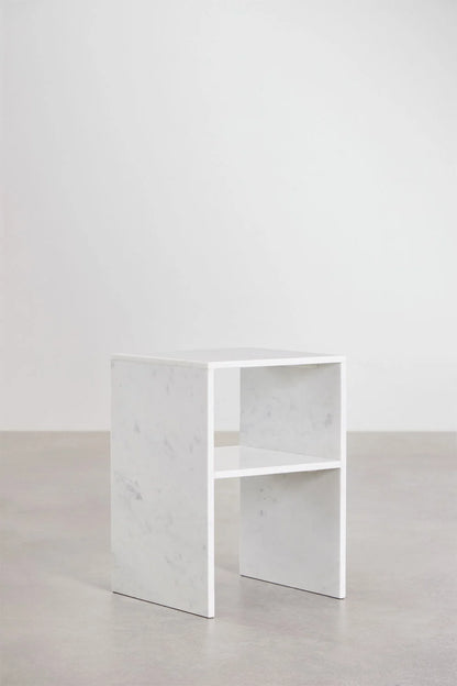 Lot de 2 Tables de Chevet Carrées 35x35 cm – Saphir | Marbre Blanc