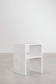Lot de 2 Tables de Chevet Carrées 35x35 cm – Saphir | Marbre Blanc