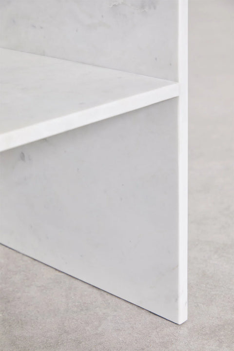 Lot de 2 Tables de Chevet Carrées 35x35 cm – Saphir | Marbre Blanc