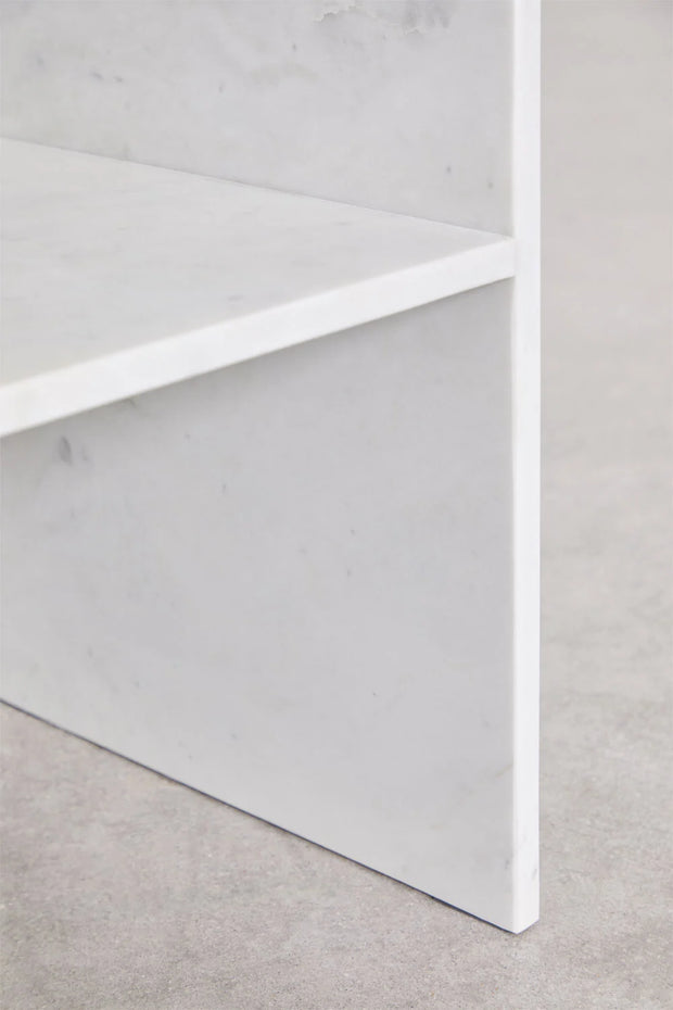 Lot de 2 Tables de Chevet Carrées 35x35 cm – Saphir | Marbre Blanc