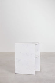 Lot de 2 Tables de Chevet Carrées 35x35 cm – Saphir | Marbre Blanc