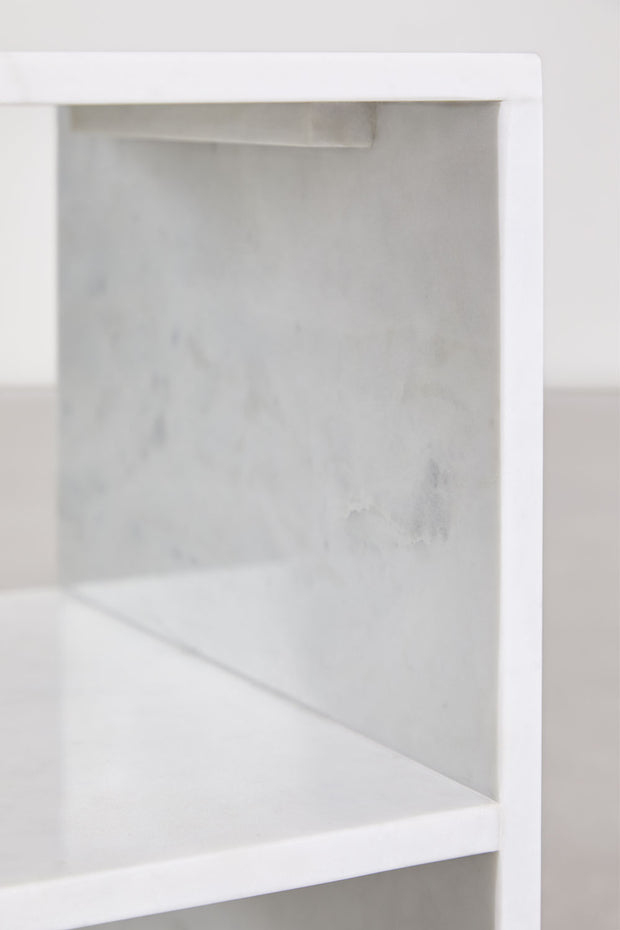 Lot de 2 Tables de Chevet Carrées 35x35 cm – Saphir | Marbre Blanc