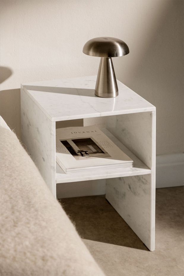 Lot de 2 Tables de Chevet Carrées 35x35 cm – Saphir | Marbre Blanc