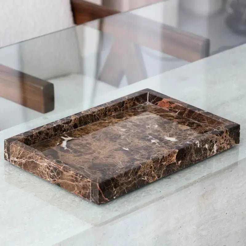 Plateau rectangulaire en Marbre Marron - Modernista Maroc