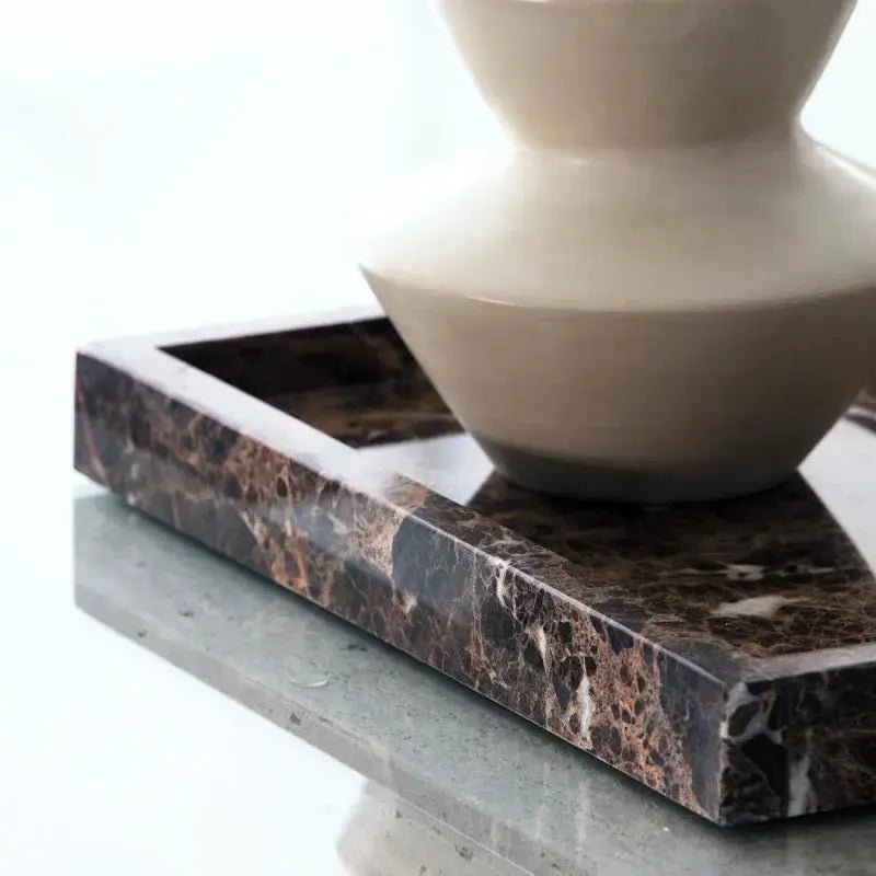 Plateau rectangulaire en Marbre Marron - Modernista Maroc