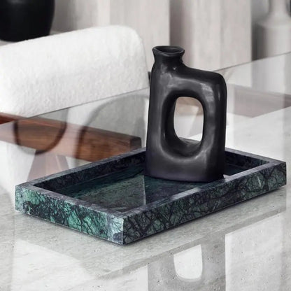 Plateau Rectangulaire en Marbre Vert - Modernista Maroc