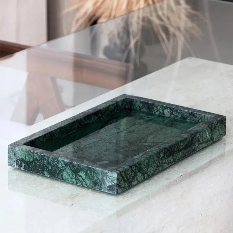 Plateau Rectangulaire en Marbre Vert - Modernista Maroc