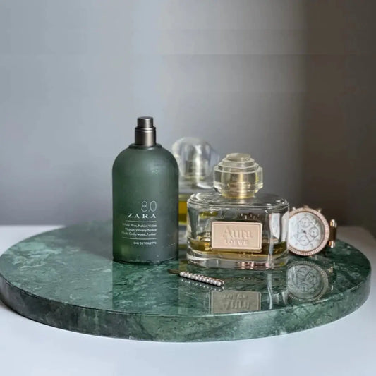 Plateau Rond en Véritable Marbre - Modernista Maroc