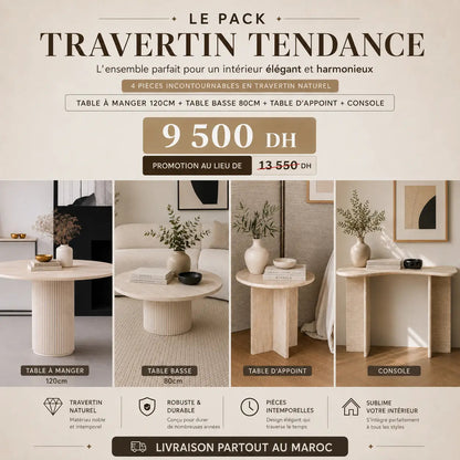 Promotion Pack Travertin Tendance – 4 pièces incontournables - Modernista Maroc