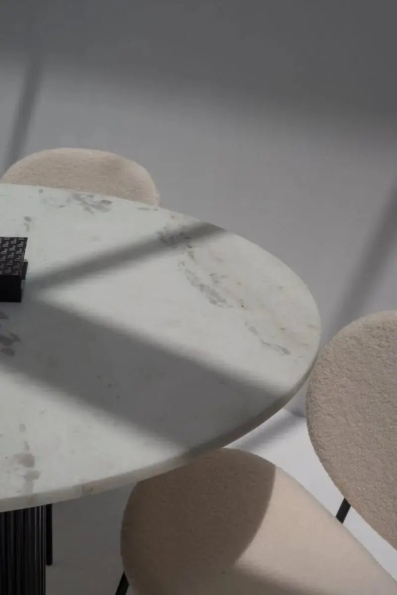 Table à manger Carthage en marbre Blanc (support en deux coloris) - Modernista Maroc
