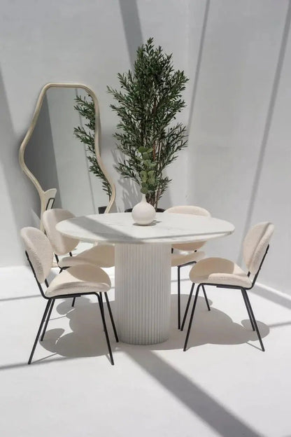 Table à manger Carthage en marbre Blanc (support en deux coloris) - Modernista Maroc