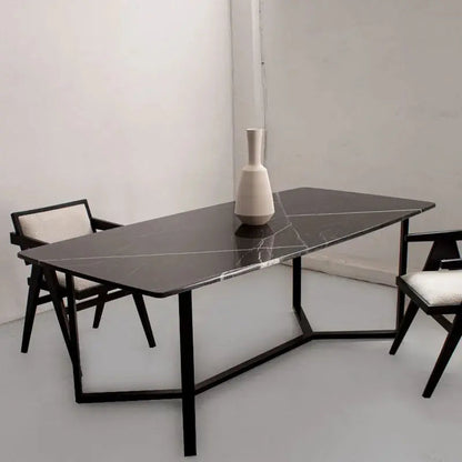 Table à manger en marbre noir – Élégance contemporaine - Modernista Maroc