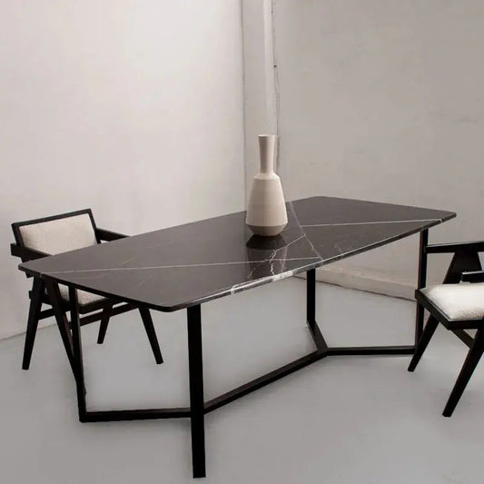 Table à manger en marbre noir – Élégance contemporaine - Modernista Maroc