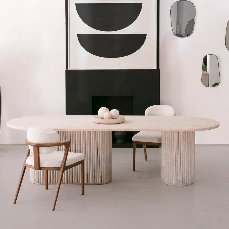 Table à manger en travertin Harmonie - Modernista Maroc