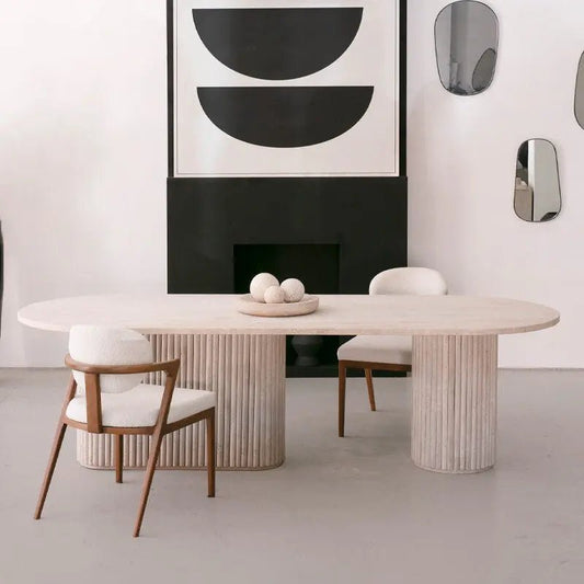 Table à manger en travertin Harmonie - Modernista Maroc