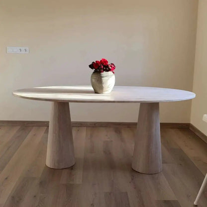 Table à manger ovale Elaria en travertin - Modernista Maroc