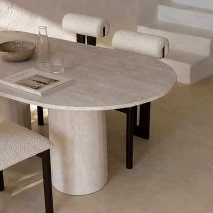 Table à Manger Ovale en Travertin Kyros - Modernista Maroc
