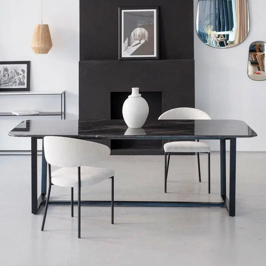 Table à manger rectangulaire en marbre noir - Modernista Maroc