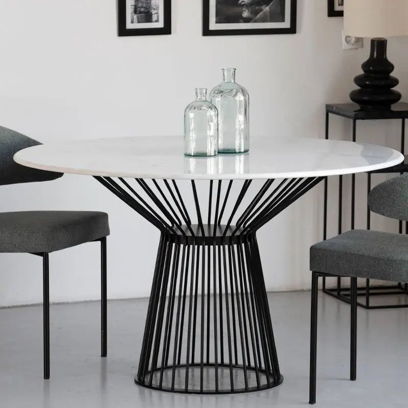 Table à manger ronde en marbre blanc – Élégance et convivialité - Modernista Maroc