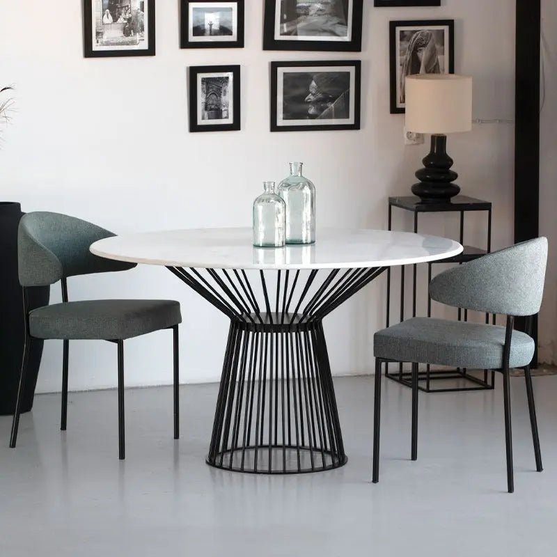 Table à manger ronde en marbre blanc – Élégance et convivialité - Modernista Maroc