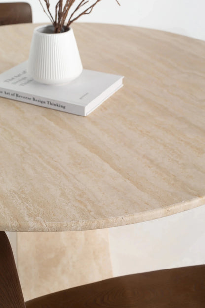 Table à manger ronde en travertin Nerion - Modernista Maroc