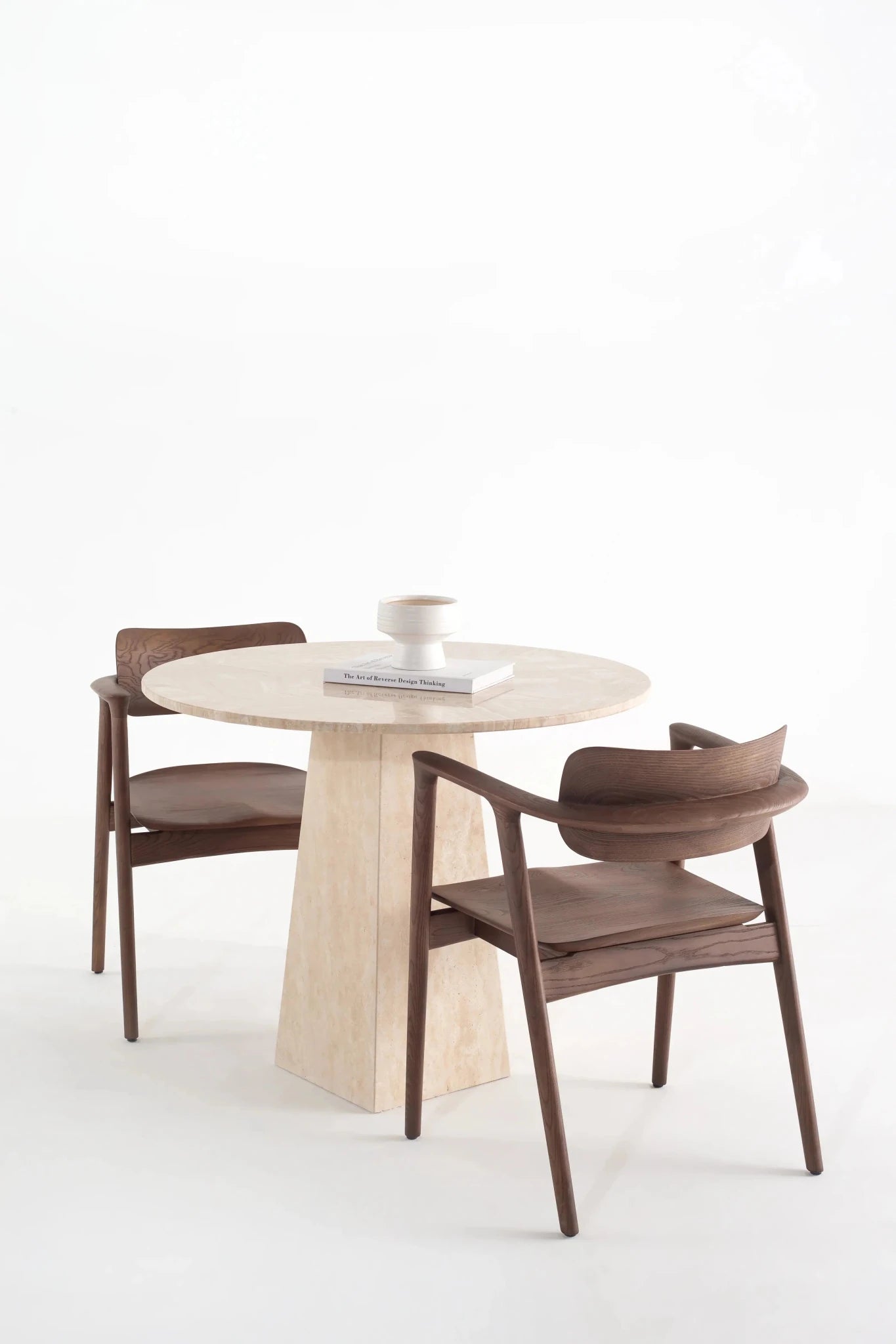 Table à manger ronde en travertin Nerion - Modernista Maroc