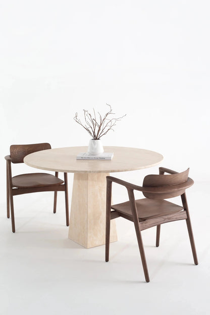 Table à manger ronde en travertin Nerion - Modernista Maroc
