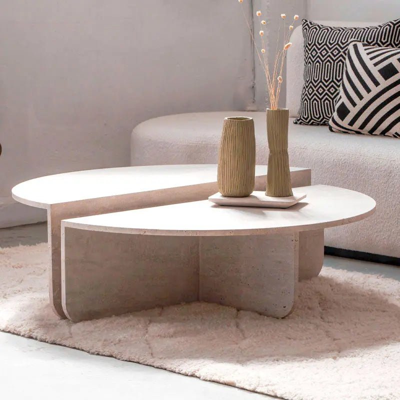 Table Basse Apollo en Travertin - Modernista Maroc