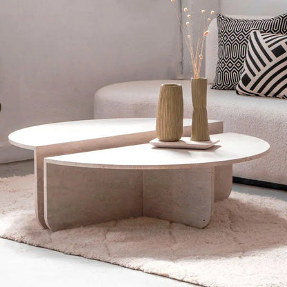 Table Basse Apollo en Travertin - Modernista Maroc